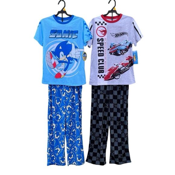 Hotwheels & Sonic Short Sleeve Top & Sleep Pants Pajama 2, 2-Piece Sets Size L - Picture 1 of 8